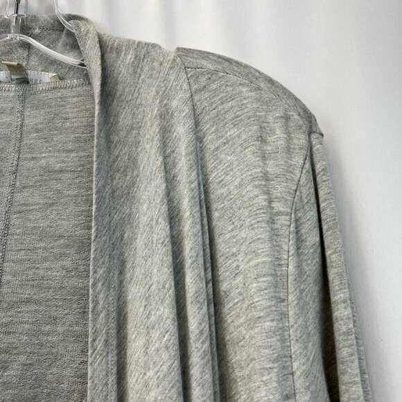 Joan Vass Womens Cardigan Sweater Gray Long Sleeve Open Front Waterfall Knit M - Picture 8 of 11